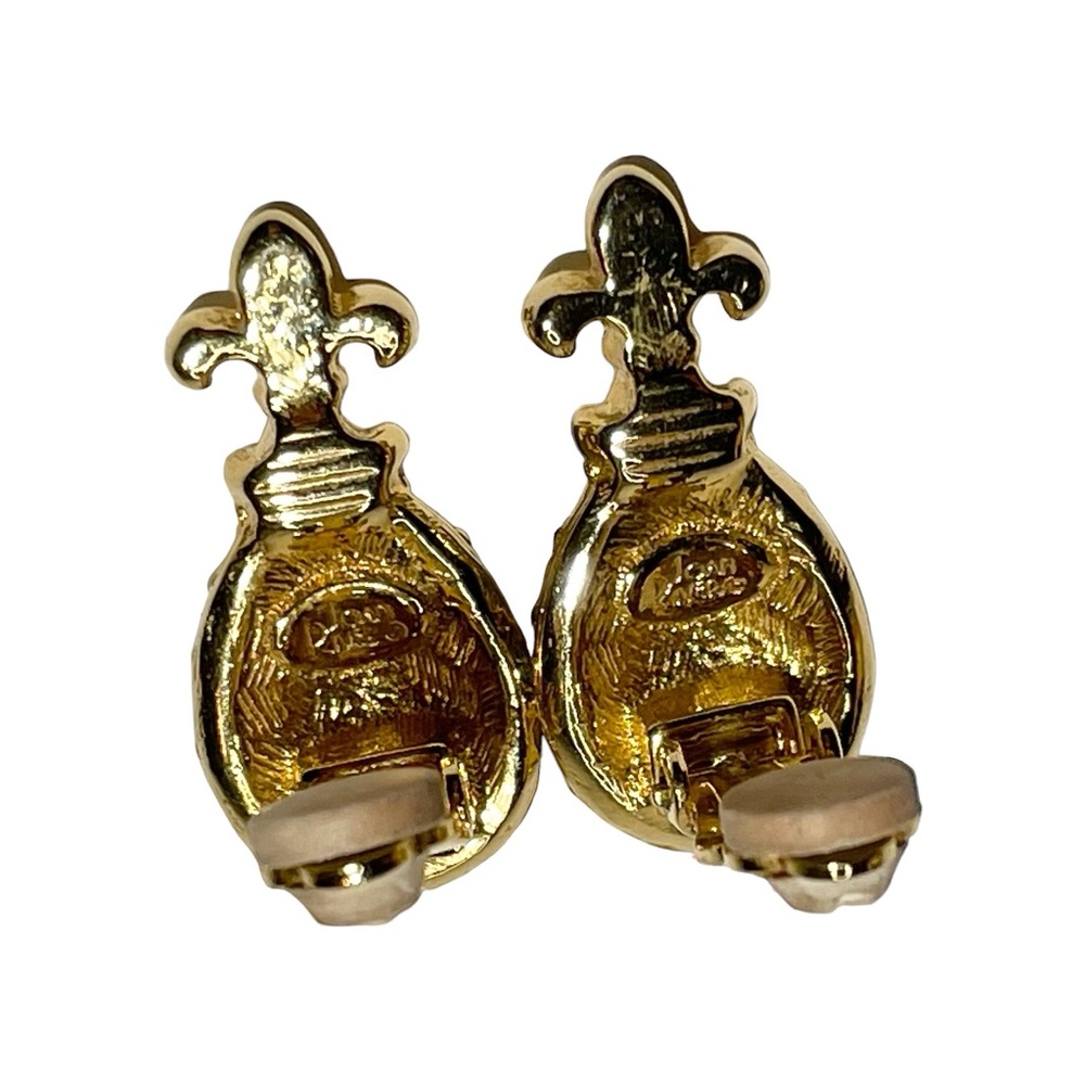 Joan Rivers Jewelry Vtg. Crystal Rhinestone Fleur-de-lis Clip On Earring… - Picture 2 of 4